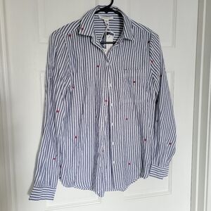 Men's Striped Blue and White Shirt
